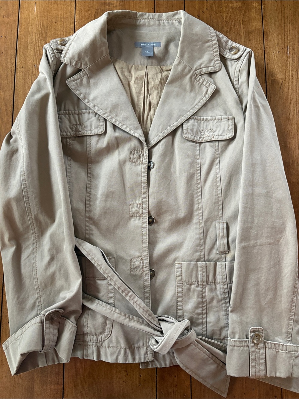 Ann Taylor Beige/Bone Utility Safari Jacket with Belt